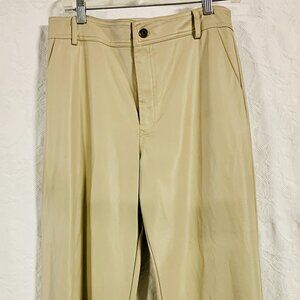 Cream Faux Leather Trousers (KM0065)
